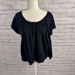 🖤 Lucy & Laurel Black Gathered Neckline Blouse – Size 2X